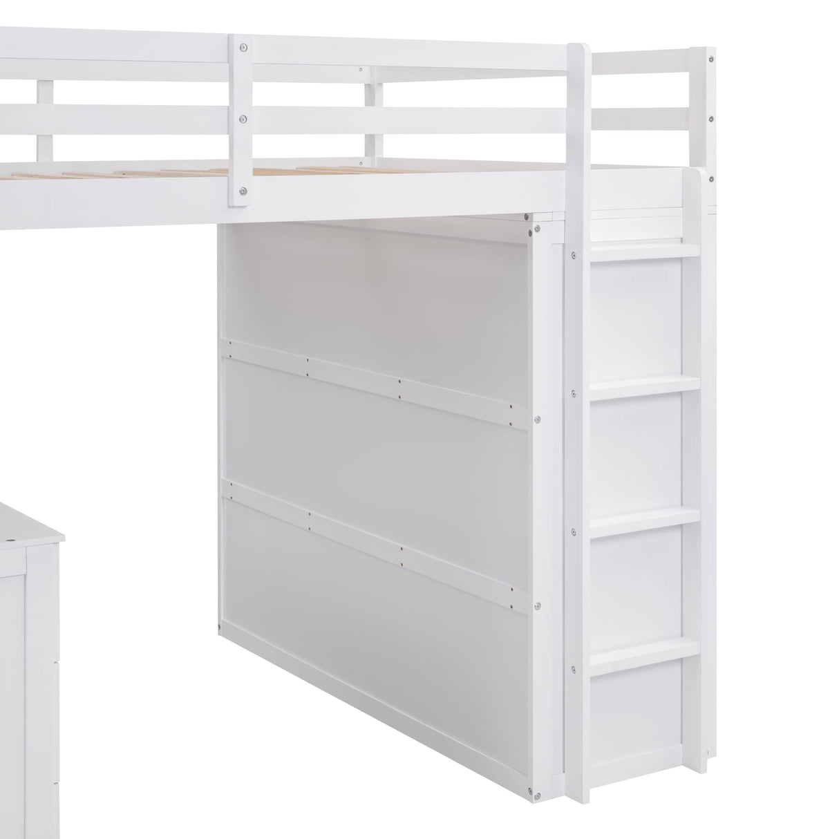 Harper & Bright Designs White Full Size Loft Bed with Desk, Wardrobe, and Storage Drawers Harper & Bright Designs