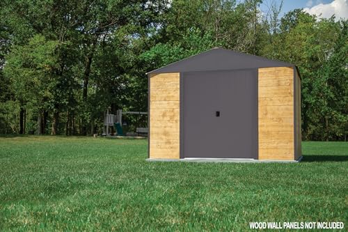 Arrow 10' x 12' Ironwood Galvanized Steel Hybrid Outdoor Shed Kit, Anthracite Arrow
