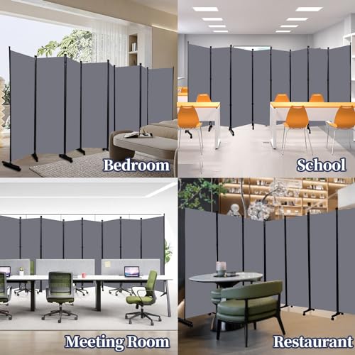 Room Divider Folding Privacy Screens with Lockable Wheels, 176'' Fabric Partition Room Dividers Freestanding Room Divider Panel for Room Separation, Wall Divider for Home Office Bedroom Studio Decor HOMSCREENER