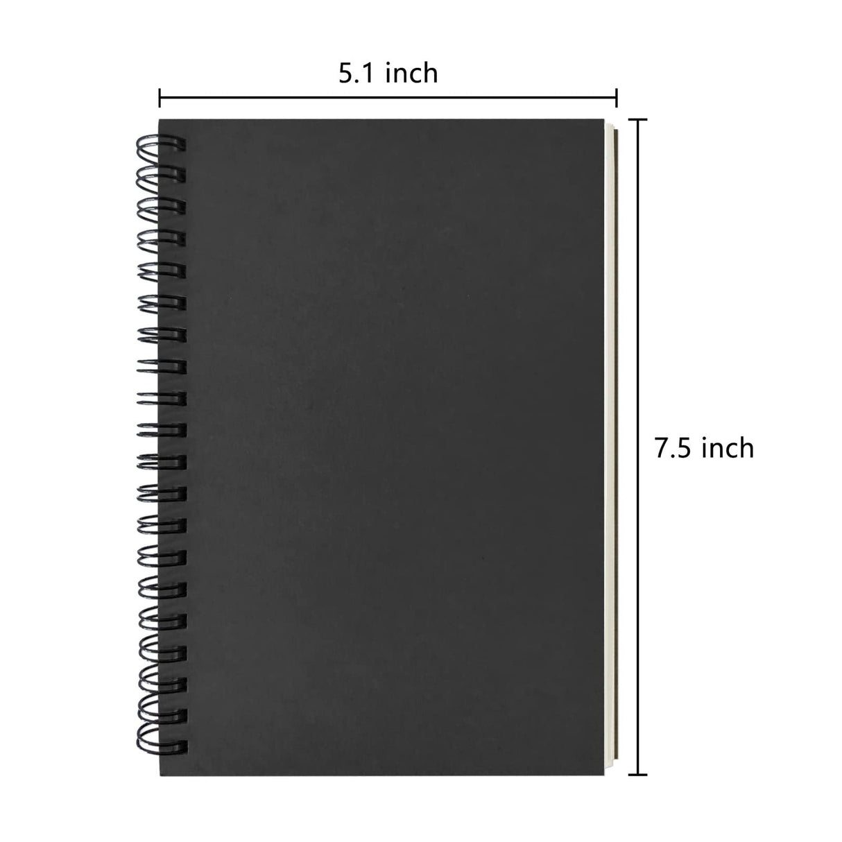DSTELIN Blank Spiral Notebook, 1-Pack, Soft Cover, Sketch book, 100 Pages / 50 Sheets, 7.5 inch x 5.1 inch (Black) DSTELIN