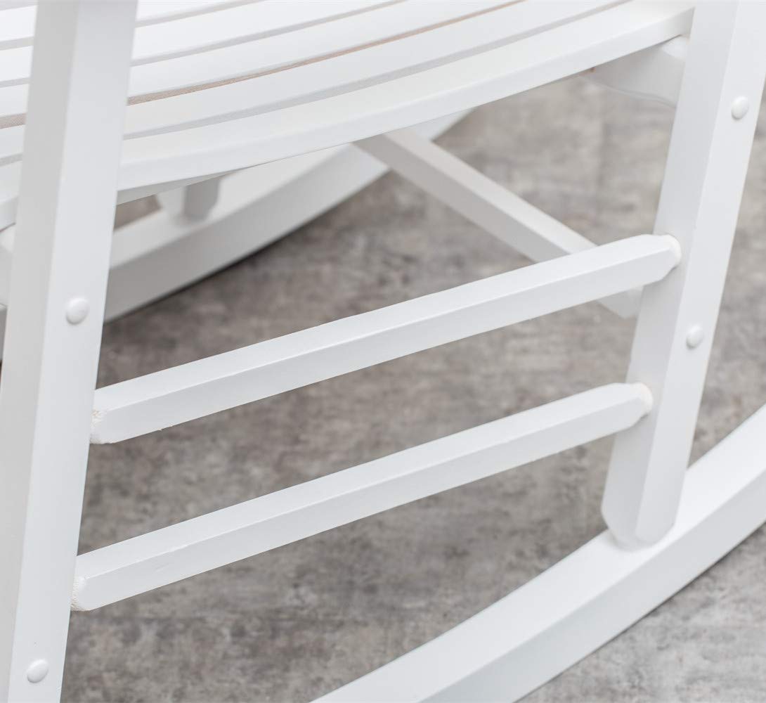 BplusZ KD-30W Wood Rocking Chair Porch Rocker Classic Outdoor White BplusZ