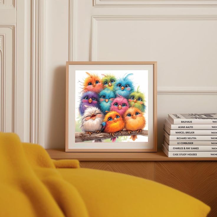 RYMILIE Birds Diamond Art Painting Kits for Adults, Full Drill Diamond Dots Paintings for Beginners, Round 5D Paint with Diamonds Pictures Gem Art Painting Kits DIY Crafts Kits RYMILIE