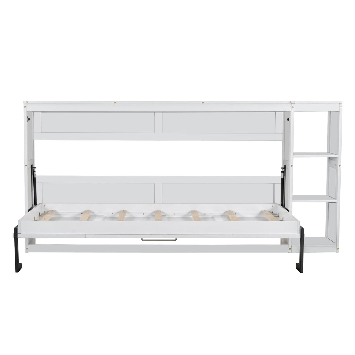RuiSiSi Horizontal Murphy Bed Twin with Storage, Hideaway Wall Bed with Bookcase, can be Folded into a Cabinet, Twin Murphy Bed Cabinet Space-Saving for Guest Room Bedroom Office, White RuiSiSi