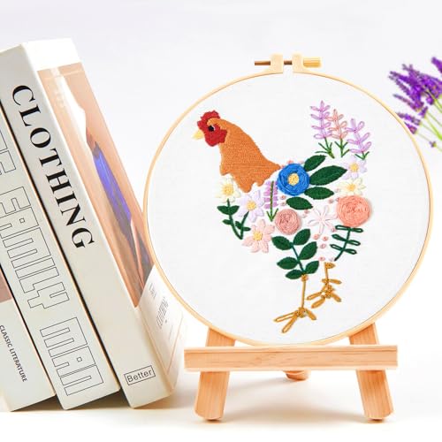 Crafmanoe Hand Embroidery Kits for Beginners Adults, Floral Stamped Cross Stitch Kits for Beginners Adults, Funny Embroidery Set Needlepoint Starter Kits, Embroidery Hoops, Fabric and Video Tutorial