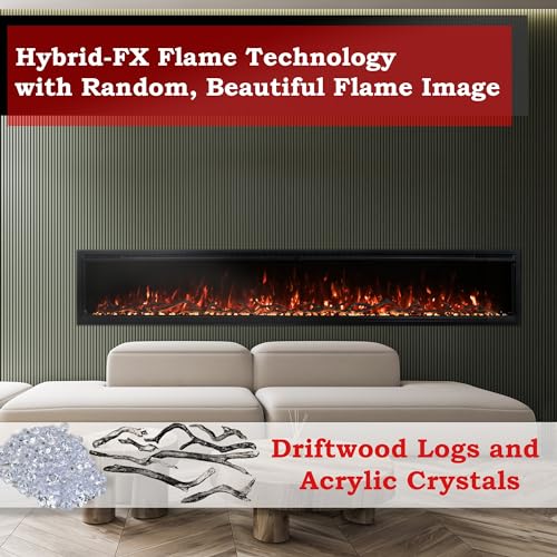 Modern Flames Spectrum Slimline 50 inch Wall Mount Built in Electric Fireplace Insert | Fully Recessed 4'' Wall | SPS-50B Modern Flames