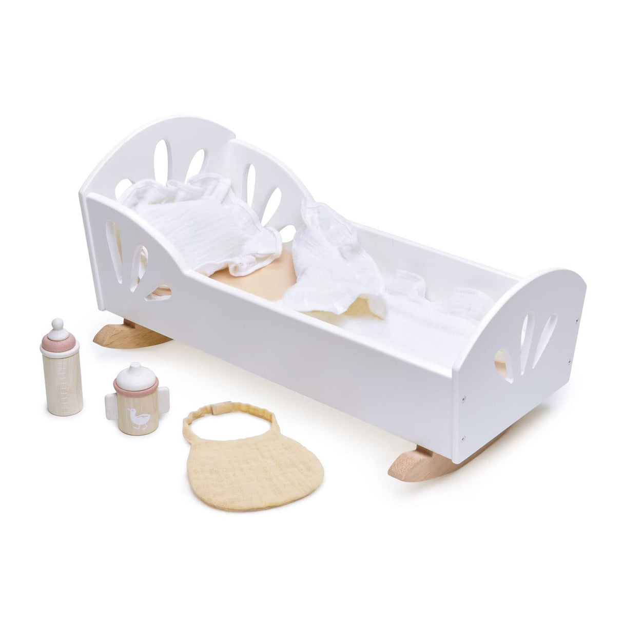 Tender Leaf Toys - Sweet Dreams Dolly Bed - Wooden Baby Doll Rocking Cradle with Bedding and Accessories - Encourages Love and Nurturing Play for Boys and Girls - Age 18m+ Tender Leaf Toys