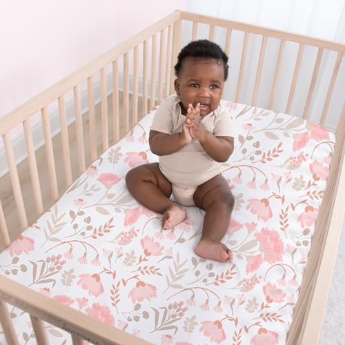 The Peanutshell 4-Pack Fitted Crib Sheet Set - Super Soft & Breathable Baby Girl Crib Sheets, Nursery Decor, Fit for Standard Mattress Cover- Whimsical Floral The Peanutshell