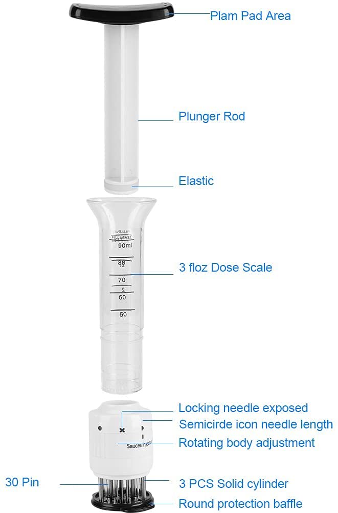 GOTOTOP Meat Marinade Tenderizer Needle Injector Steaks Flavor Syringe Cook Kitchen Tool Meat Tenderizer 2.64 x 2.64 x 8.86inch GOTOTOP