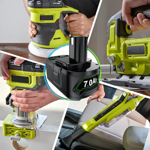 POWTREE 7.0Ah 18V 2Pack Replacement for Ryobi 18V Battery ONE+ Plus Li-ion P108 P102 P103 P104 P105 P107 P109 P122 PBP005 RB18L50 Cordless Power Tools with LED Indicator POWTREE