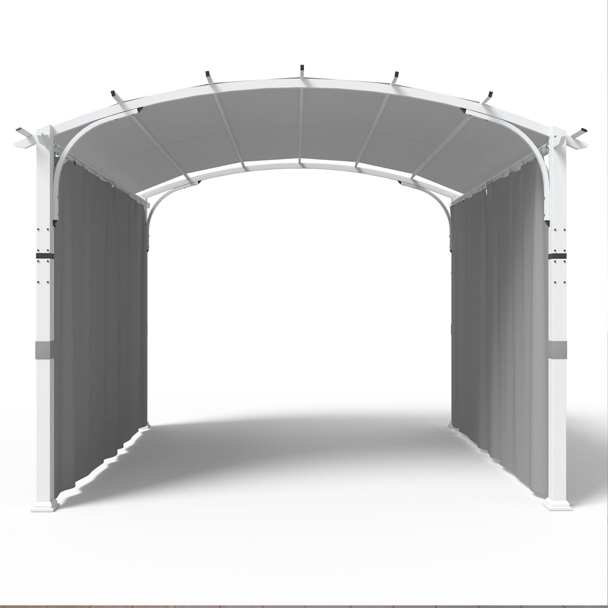 INTER HUT 11'x11' Patio Pergola Canopy with Full Closure Sidewalls, Outdoor Metal Gazebo Pergola with Privacy Curtains, Gray INTER HUT