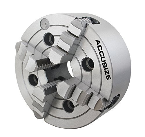 Accusize Industrial Tools 6'' 4-Jaw Independent Lathe Chucks, Plain Back, Semi-Steel Body, Including 1 Set Of Reversible Jaws, 0557-0006 Accusize Industrial Tools