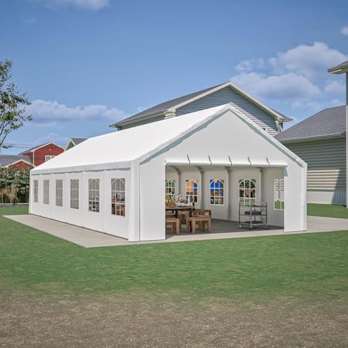 20x40 FT Heavy Duty Party Tent, Large Commercial Wedding Event Tent with Triangle Structure & 3 Carry Bags, Waterproof Outdoor Canopy Gazebo for Parties, Carport, Camping and Patio Events dafrigic