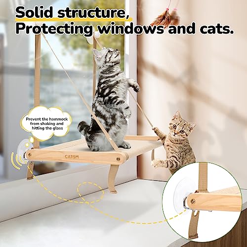 Cat Window Perch, Cat Hammock Window Seat, Cat Window Hammocks Bed for Indoor Cats, Large Cat Perch with Sturdy Screw Suction Cups for Large Cats & Kittens CATISM