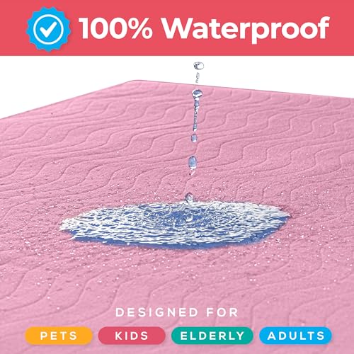 Utopia Bedding Washable Underpads 34" x 52" (Pack of 4), Waterproof Reusable Heavy Absorbency Incontinence Bed Pads for Adults, Kids, Elderly and Pets, Bedwetting Pads for Sofa and Couch (Pink) Utopia Bedding