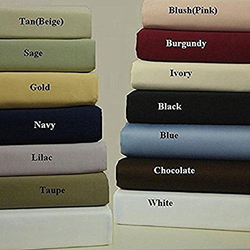Royal Hotel Bedding Solid Black 300-Thread-Count 3pc Super-Single Size Waterbed-Sheets 100% Cotton, Sateen Solid Sheet Set Royal Hotel Bedding