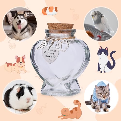 Signifyule Pet Memorial Bottle for Pet Hair,Keepsake for Dog Hair with Heart Shape Glass,Pet Fur Memorial Fur Urn