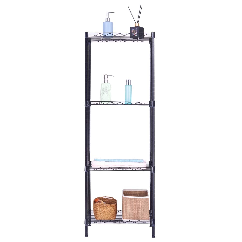Shyneer 4-Tier Wire Shelving Unit Metal Storage Rack,4-Shelf Shelving Unit, Steel Wire Shelves, Shelving Units and Storage for Kitchen and Garage (17.72 x 11.81 x 49.6'') Black Shyneer