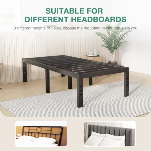 Novilla Twin Bed Frame, 14 Inch Metal Platform Bed Frame Twin Size with Storage Space Under Bed, Heavy Duty Steel Slat Support, Easy Assembly, No Box Spring Needed Novilla