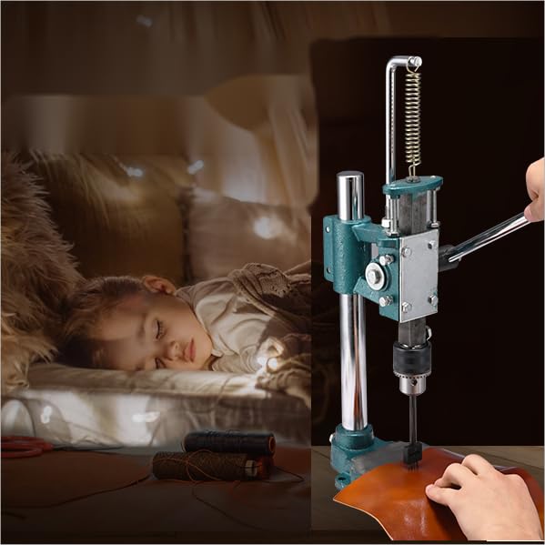 Soiiw Leather Hole Puncher Hand Punching Machine Heavy Duty Manual Press Puncher Punch Tools for DIY Leather Craft Punching Holes with 1.5-13mm Clamping Chuck Soiiw