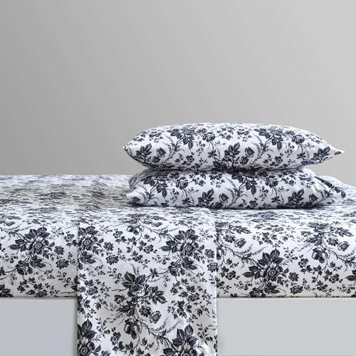 Betsey Johnson - Queen Bed Sheets, Soft & Lightweight Bedding, Fade & Wrinkle Resistant (Betseys Toile Black, Queen) Betsey Johnson