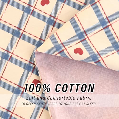 ZZRSSSLC Cute Princess Printed Crib Bedding Set, 3 Pieces Girl and Red Heart Pattern Duvet Bedding Sets Includes Fitted Sheet, Quilted Cover and Pillowcase -100% Cotton ZZRSSSLC