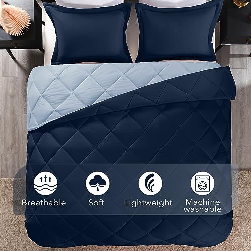 downluxe King Size Comforter Set - Blue and Sapphire King Comforter, Soft Bedding Sets for All Seasons -3 Pieces - 1 Comforter (104"x92") and 2 Pillow Shams(20"x36") downluxe