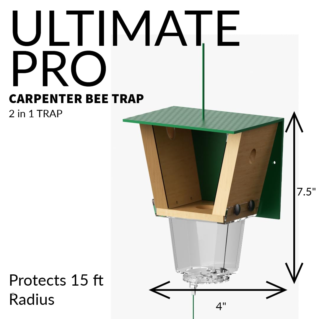 Ultimate Pro, Carpenter Bee Trap, 2 Traps in 1, High-Capacity External Bee Vault – 2 Pack Best Bee Brothers
