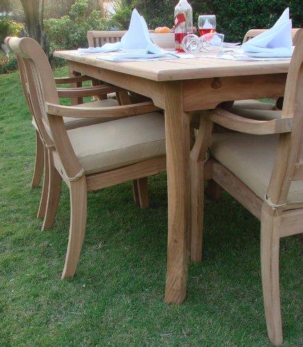 WholesaleTeak New 11 Pc Luxurious Grade-A Teak Dining Set - Large 117" Rectangle Table and 10 Stacking Arbor Arm Chairs #WHDSABn WholesaleTeak