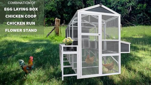 YOPTO 3-Tier Large Wooden Chicken Coop for 8-10 Chickens,Outdoor Walk-in Chicken Coop House with Run&Nesting Boxes,Hen House Poultry Pet Habitat Hutch Cage W/Pull Out Trays&Wire Fencing(95"×80"×83") YOPTO
