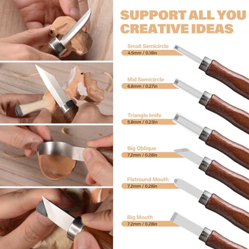 17-in-1 Wood Carving Kit - Wood Carving Tools Set -Wood Carving Knife Set, Whittling Knives Kit, Woodworking Kit Wood Carving Tools Set with Large Wood Boxes for Crafts (Black) Marvero