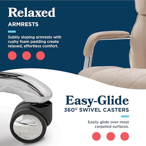 La-Z-Boy Sutherland Ergonomic Fabric Swivel Computer and Desk Chair, Cream (CHR10048D) La-Z-Boy