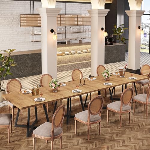 Tribesigns Square Dining Table Set of 6, 31.5" Farmhouse Dinner Table with Metal Base, Wood Kitchen Table for Dining Room, Small Space, Apartment, Rustic Brown & Black Tribesigns
