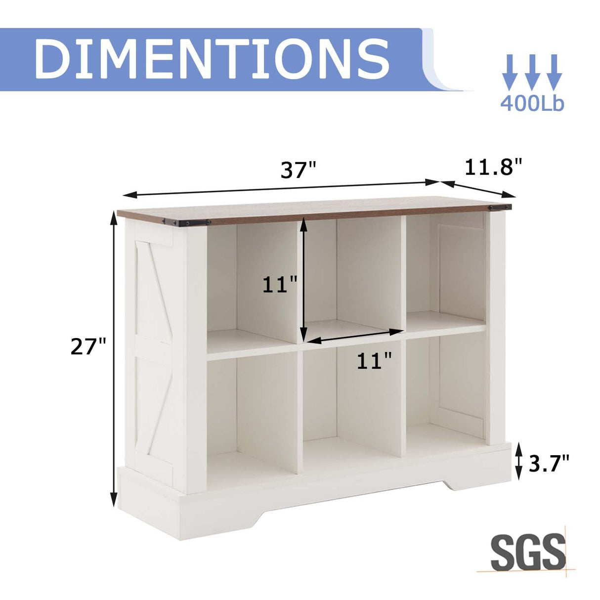 Hanamako 6 Cube Storage Organizer, 2-Tier Bookshelf with LED Lights, Wood Cube Shelf, Free Standing Display Cabinet, Horizontal Long Shelf for Home Office, White Hanamako