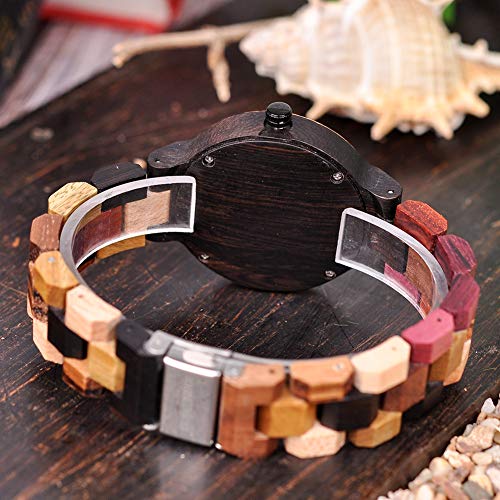 BOBO BIRD Women Wood Watches Colorful Wood WristWatches Week & Date Display Multifunction Handmade Quartz Watch Sport Chronograph Unique Wristwatch BOBO BIRD