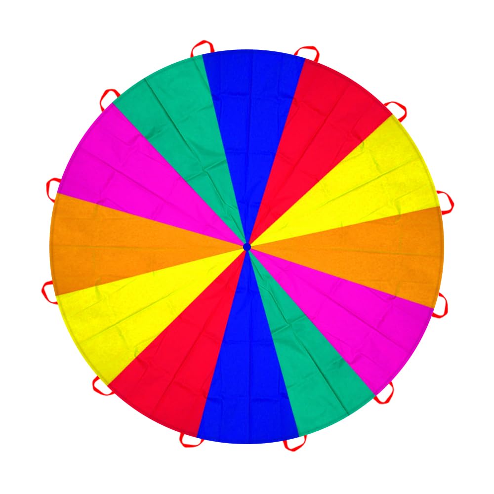 AMYESE 20ft Rainbow Parachute for Outdoor Party Games, Kids Play Parachute Group Cooperative Team Game Toys, Family Get-Together Entertainment AMYESE