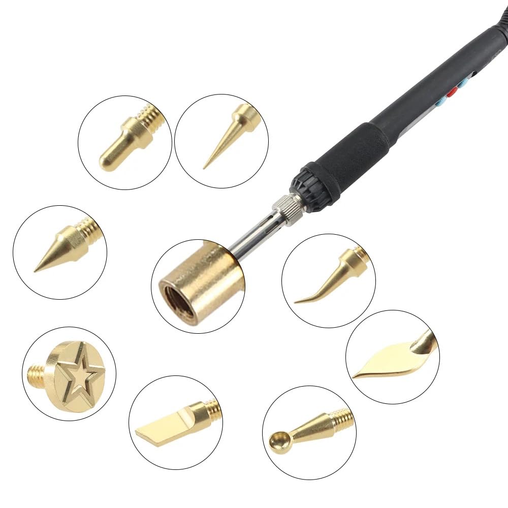 Casnorton 3D Printer Smoothing Tool Kit,3D Printing Modify Finishing Smoothing Solding Welding Iron Tool Cleaning Needle Soldering Iron with 8Pcs Brass Trimming Casnorton