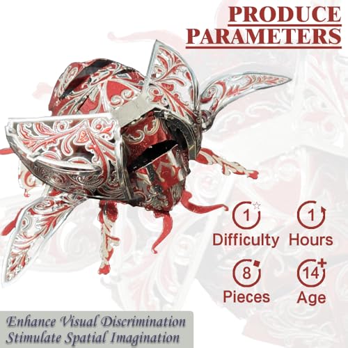 NovnZodiex 3D Metal Puzzles for Adults,Cute Red Ladybug 3D Model Building Puzzle Kits,Insect Animal Themed Design,Brain Teaser DIY Puzzle Crafts Kits Creative Ornament,Need Assembly (Ladybug)