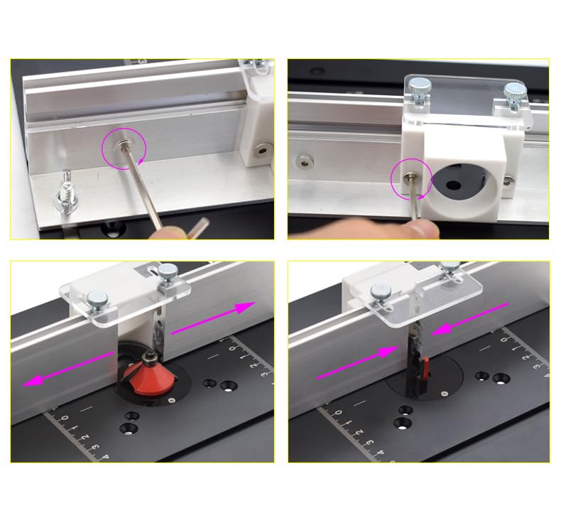 JCFANTS Router Table Insert Plate, Multifunctional Trimming Engraving Table, Aluminium Insert Plate for Table Woodworking Benches Router Flip Plate with Miter Gauge Guide (Red) JCFANTS
