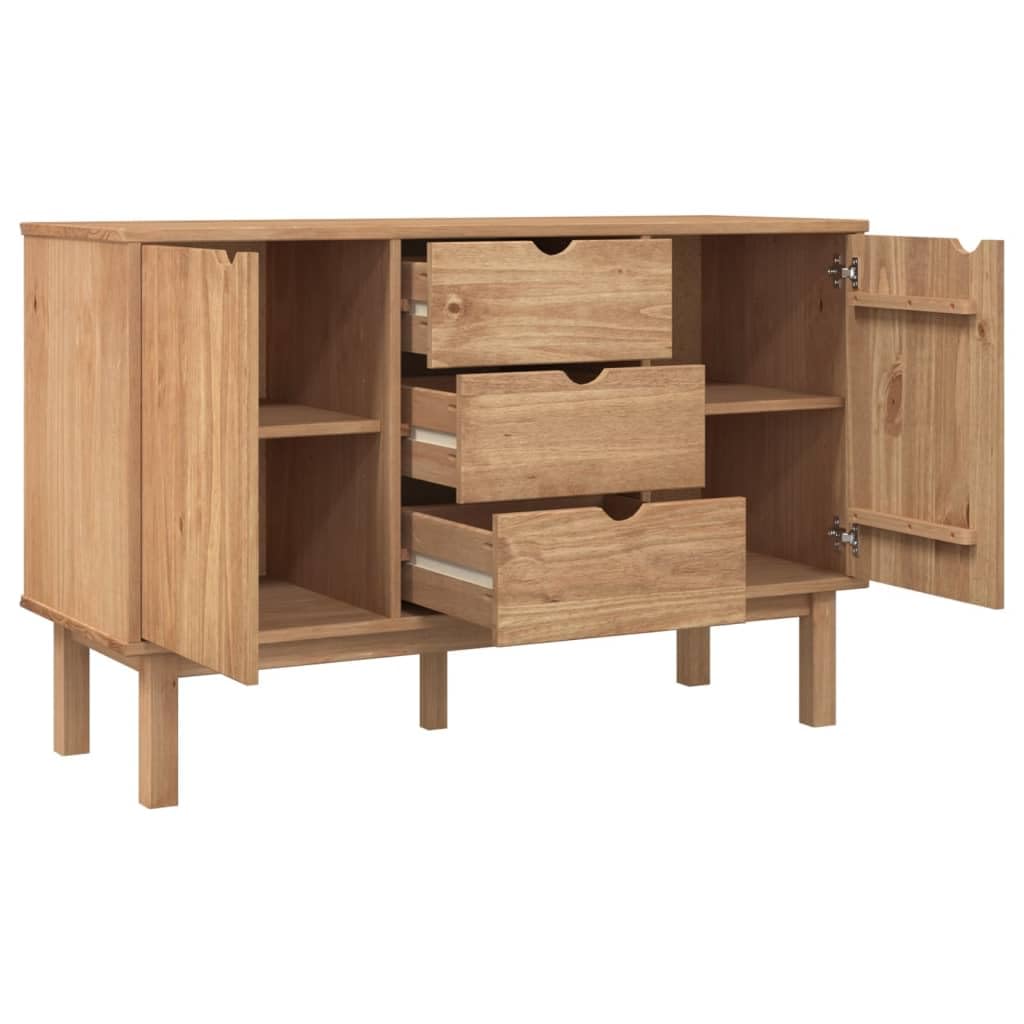 loibinfen Wooden Sideboard with 3 drawers and 2 compartments, Buffet Sideboard Storage Credenza Cabinet Console Table Kitchen Dining Room Furniture Organizer, Entryway Cupboard, 44.7"x16.9"x28.7" -AA loibinfen