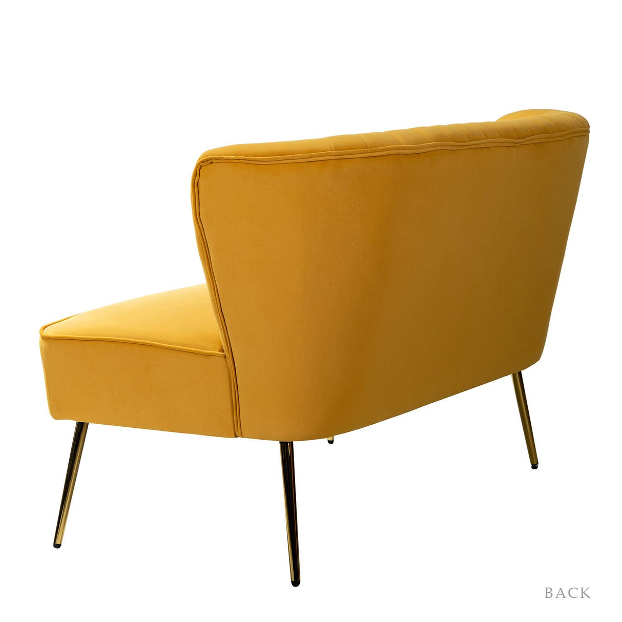 Tina's Home Mid-Century Velvet Loveseat Sofa, Upholstered Loveseat Couch with Golden Metal Legs, Small Tufted 2-Seat Sofa Armless Love Seat for Living Room, Bedroom, Apartment Small Spaces, Mustard TINA'S HOME