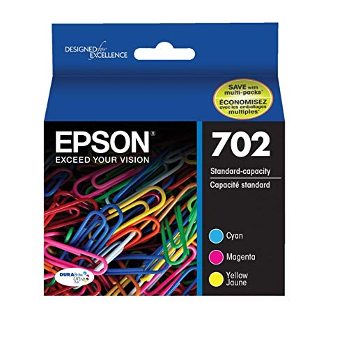 EPSON 702 DURABrite Ultra Ink Standard Capacity Color Combo Pack (T702520-S) Works with WorkForce Pro WF-3720, WF-3730, WF-3733 Epson
