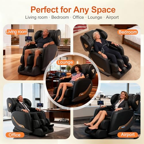 GOLD TIME Upgraded Massage Chair Full Body, Zero Gravity Recliner with Heat, 10 Fix Points, Bluetooth, Touch Screen, Footrest, Shiatsu Massage Chair Full Body for Parents, Seniors & Easy Assembly GOLD TIME