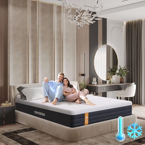 OhGeni 10 Inch King Size Mattress, Cooling Gel Memory Foam Bed Mattresses in a Box, Cool Touch Surface, Medium Feel,Ergonomic Support & Pressure Relief, CertiPUR-US Certified Foam, Designed in USA OhGeni