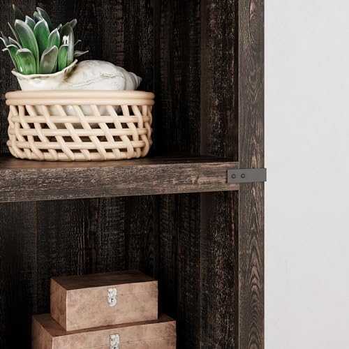 IDEALHOUSE 5 Tier Bookcase, Farmhouse Book Shelf with Storage Open Display Bookshelves, 71" Tall Book Case Wooden 5 Shelf Bookcase Home Decor Furniture for Home Office, Living Room, Bed Room - Cherry IDEALHOUSE