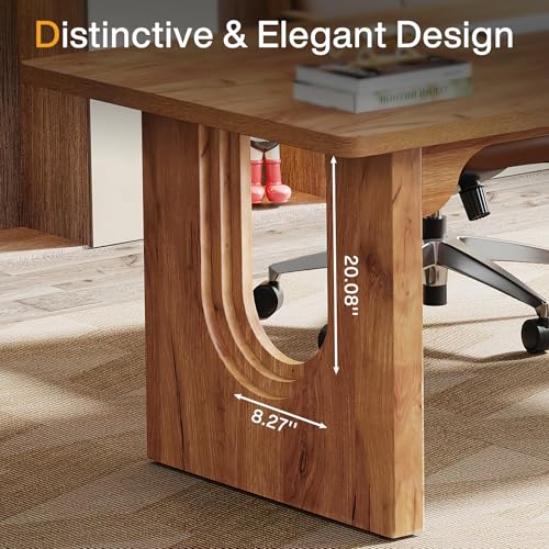 Tribesigns Modern Executive Desk, 70.9" Large Office Computer Desk, Conference Table Meeting Room Table, Simple Workstation Business Furniture for Home Office, Brown Tribesigns