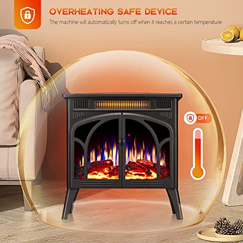 R.W.FLAME Electric Fireplace Heater 25" with Remote Control, Cathedral Stylish, Different Flame Effects and Log Set Colors, Adjustable Brightness and Heating Mode, Overheating Safe Design R.W.FLAME