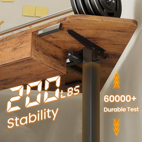 SEDETA Corner Electric Standing Desk, 32'' Small Height Adjustable Computer Desk with Drawer for Gaming, Small Space, Stand up Home Office Writing Desk, Rustic Brown SEDETA