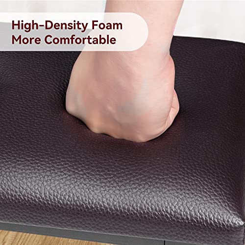 IDEALHOUSE Dining Table Set for 4, Kitchen Table with Upholstered Bench, Rectangular Dining Room Table Set with 2 Benches, 3 Piece Kitchen Table Set for Small Space, Apartment, Studio, Rustic Brown IDEALHOUSE