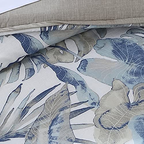 Tommy Bahama - California King Comforter Set, Soft Woven Bedding with Matching Pillowcases & Bed Skirt, Medium Weight for Year Round Comfort, 4 Piece Bed Set (Raw Coast Blue) Tommy Bahama