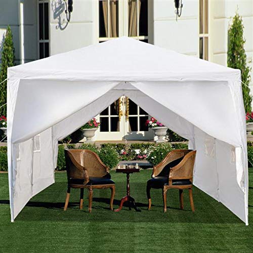 CAIDE-STORE White 10x20 ft Outdoor Waterproof Canopy Tent for Party Wedding Heavy Duty Patio Garden Gazebo Pavilion with Windows and Removable Sidewalls 6-Side Wall CAIDE-STORE